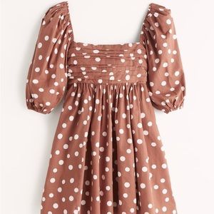 Abercrombie Ruched Bodice Puff Sleeve Mini Dress NWT Emerson Poplin size L Tall